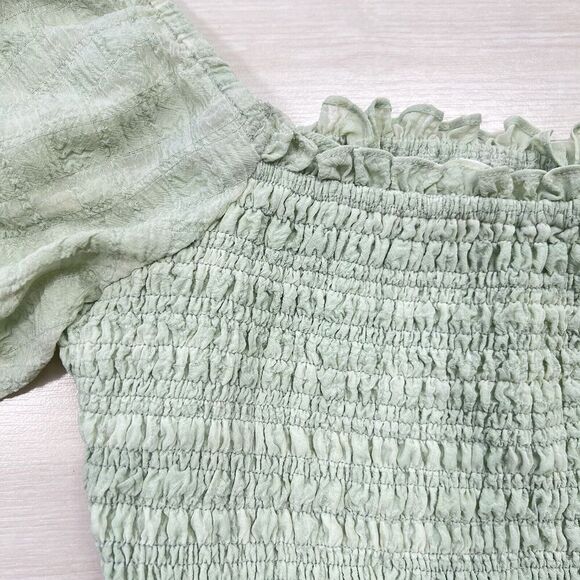 ASTR The Label Love Song Smock Blouse Women Large Mint Green Square Neck Lined - Picture 2 of 11